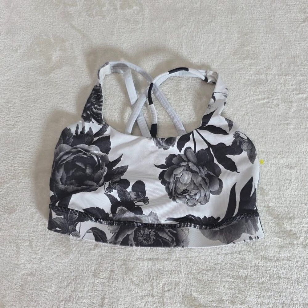 lululemon athletica Black & White Floral Energy Bra